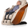 DCore Stratus Cream Upright Massage Chair 45 Degree Left with Model View