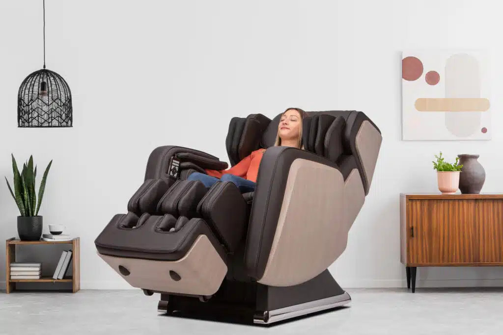OHCO R.6 Massage Chair mocha shown partially reclined