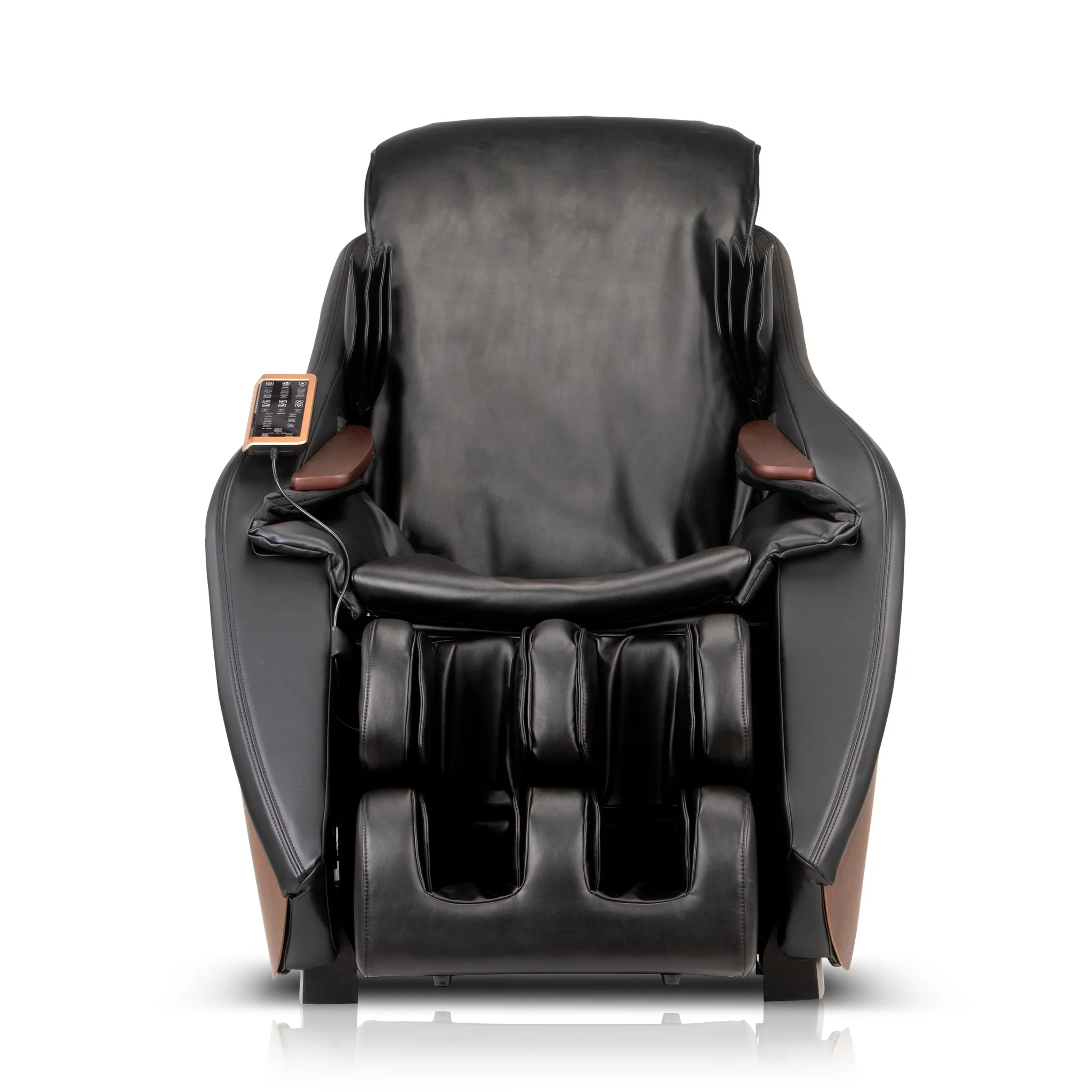 D.Core Stratus black full body 3D heated shiatsu massage chair upright.