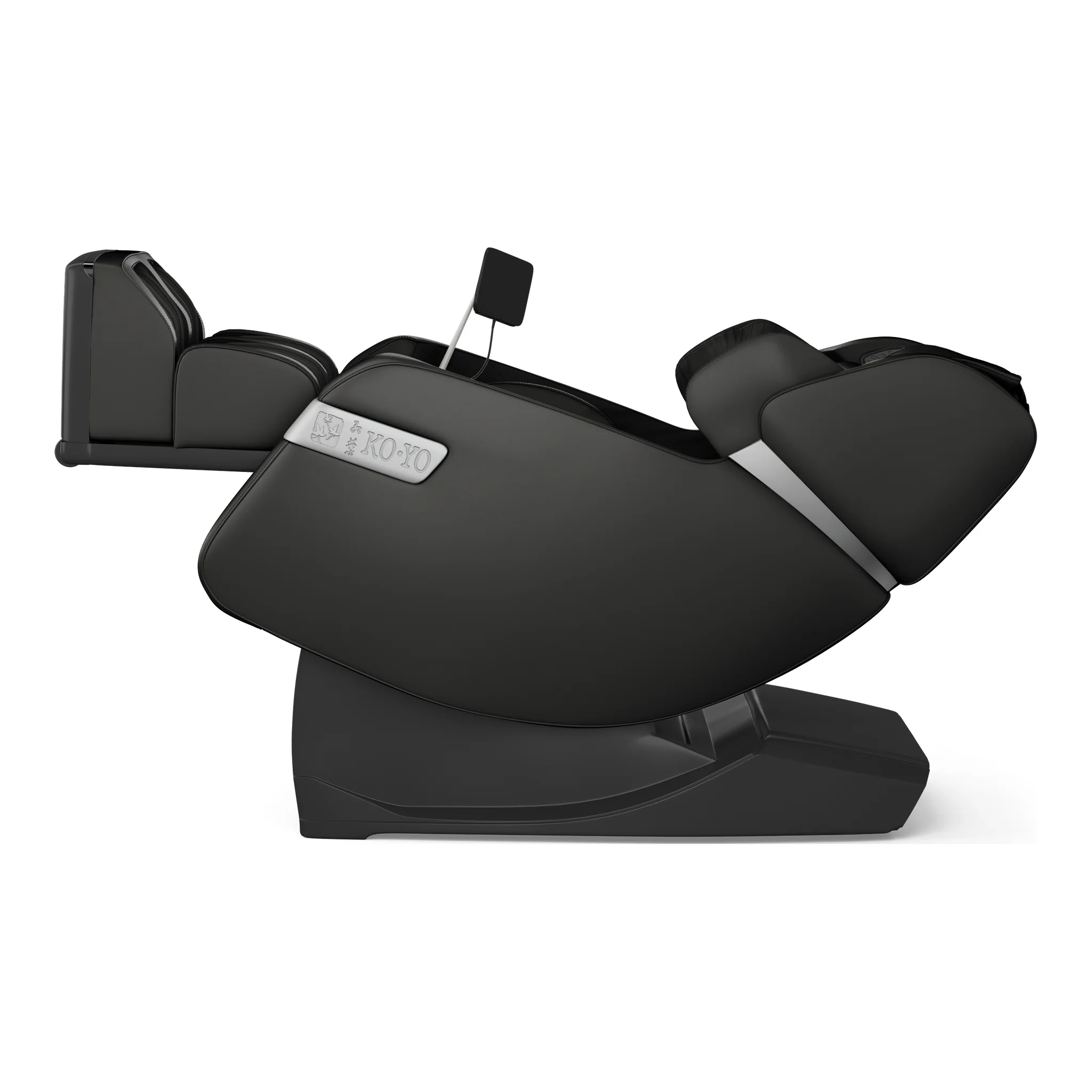 Koyo 303TS black full body 4D heated zero gravity massage chair shown in a 270-degree right-side profile view.