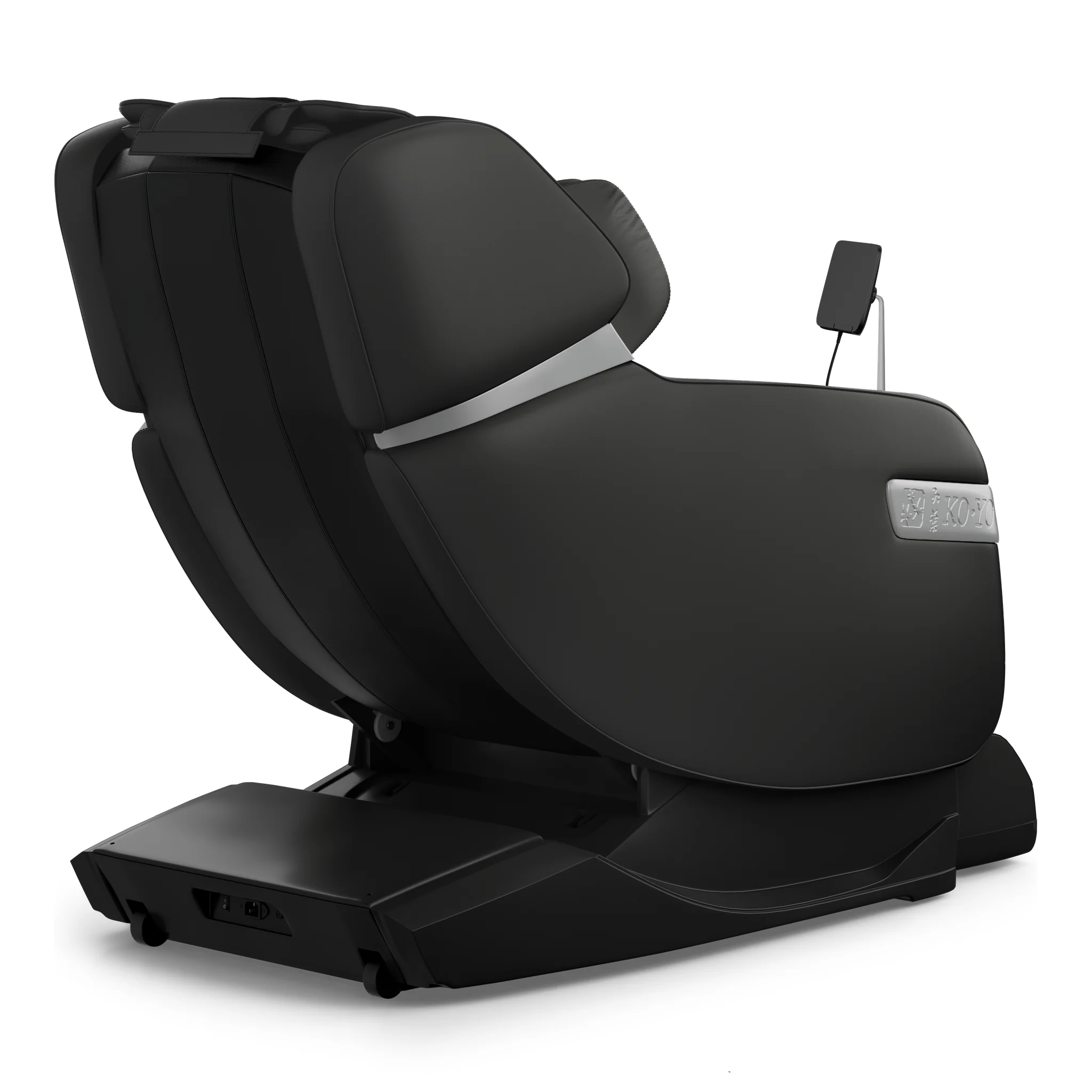 Koyo 303TS black full body 4D heated zero gravity massage chair in an upright 135-degree view.