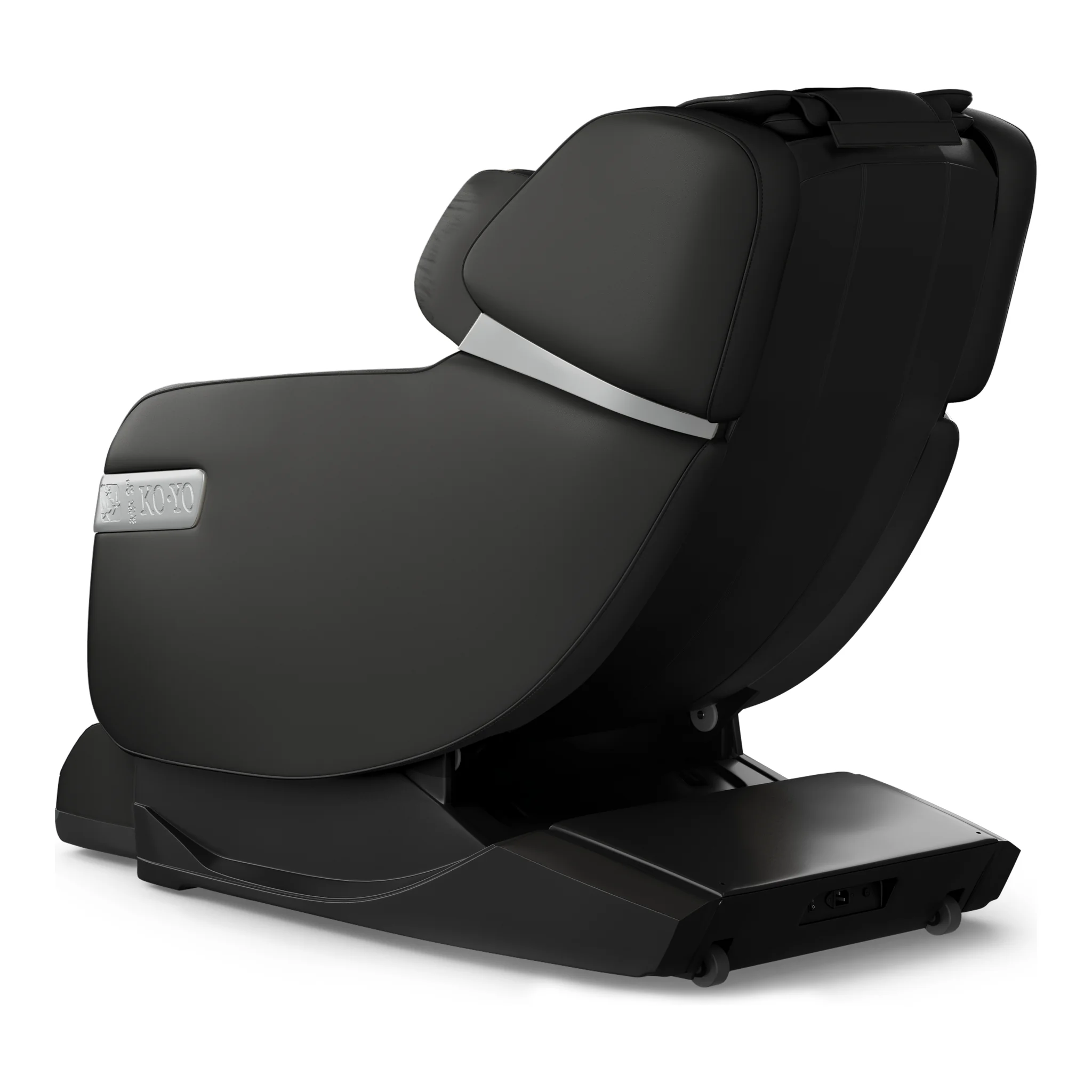 Koyo 303TS black full body 4D heated zero gravity massage chair in an upright 315-degree view.