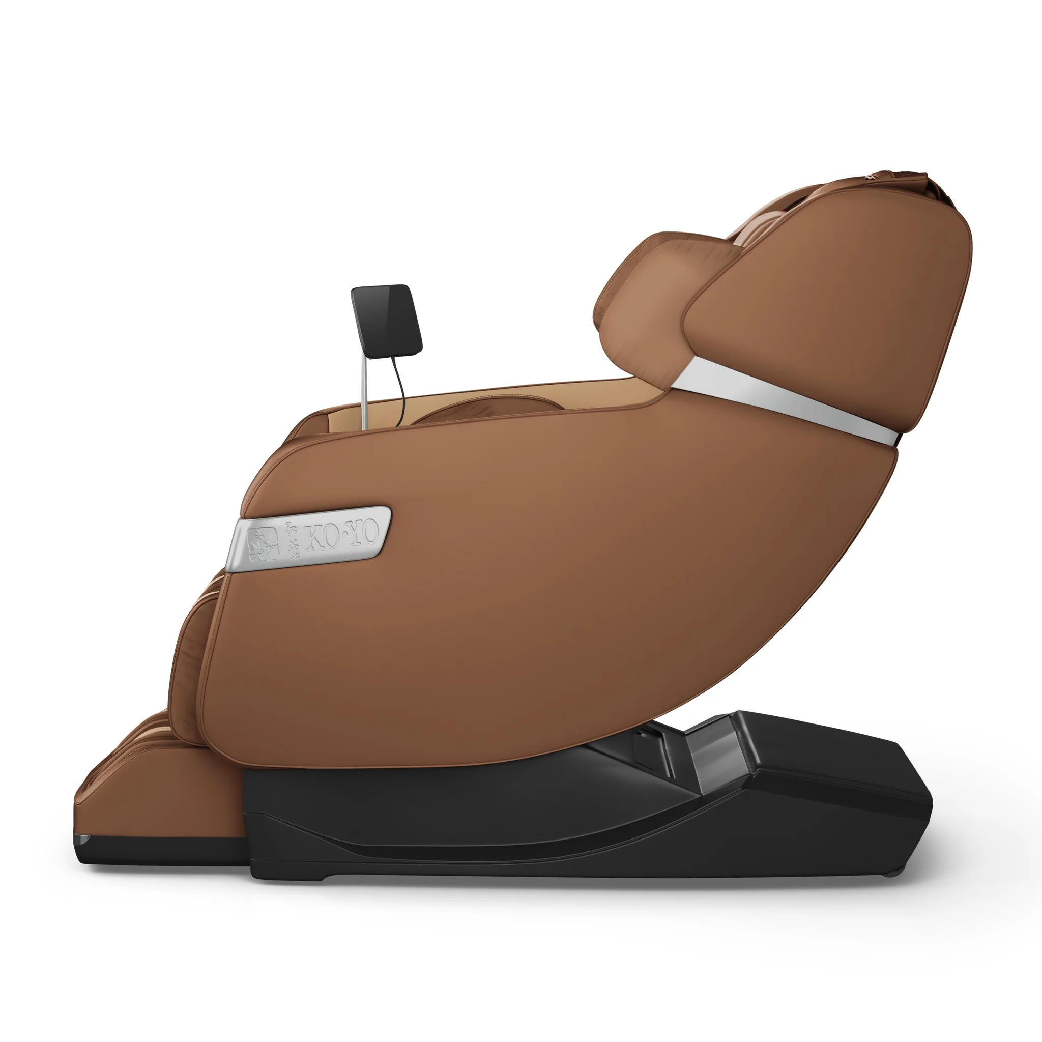 Koyo 303TS chestnut full body 4D heated zero gravity massage chair shown upright from a 270-degree right profile.