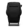 Panasonic MAK1 black zero gravity full body heated shiatsu massage chair displayed upright from a 180-degree back angle.