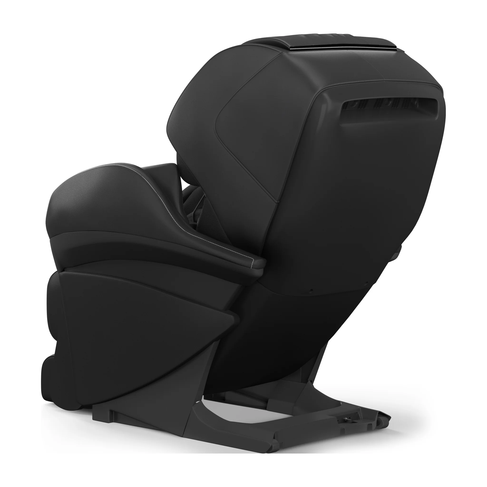 Panasonic MAK1 black zero gravity full body heated shiatsu massage chair shown upright at a 315-degree angle.
