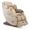 Positive Posture Brio Plus beige zero gravity full body 4D heated massage chair shown upright at a 45-degree angle.
