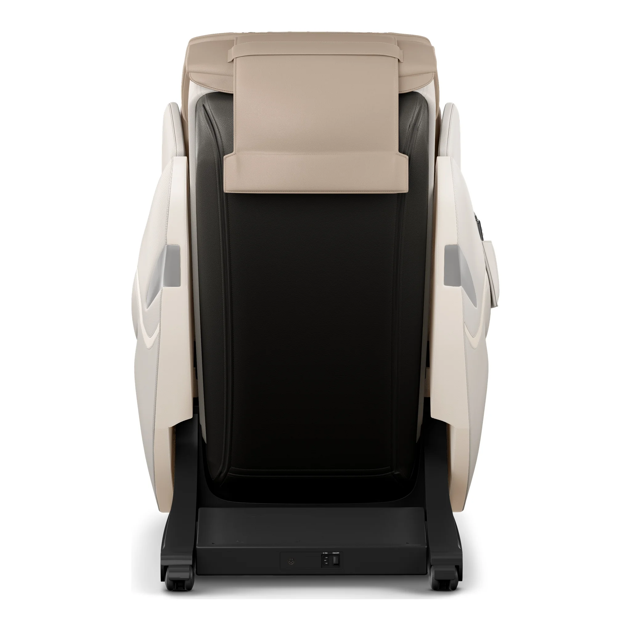 Positive Posture Brio Sport beige zero gravity full body 4D heated massage chair shown at a 180-degree angle.