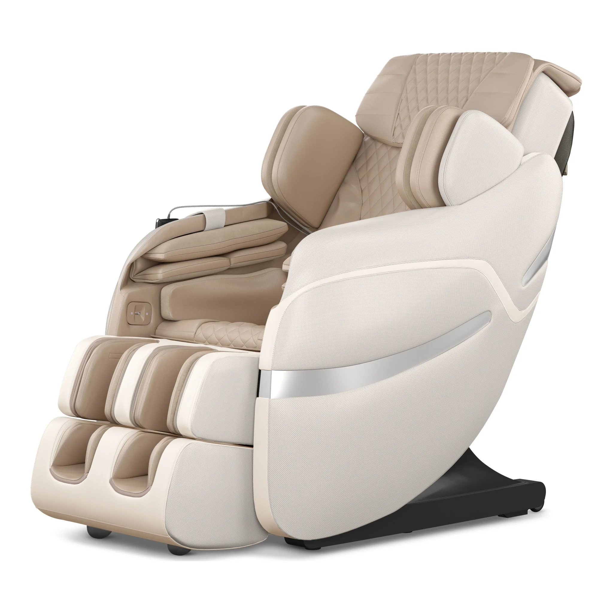 Positive Posture Brio Sport beige zero gravity full body 4D heated massage chair shown at a 315-degree angle.