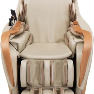 D.Core2 full-body massage chair in beige, displayed in a straight front view.