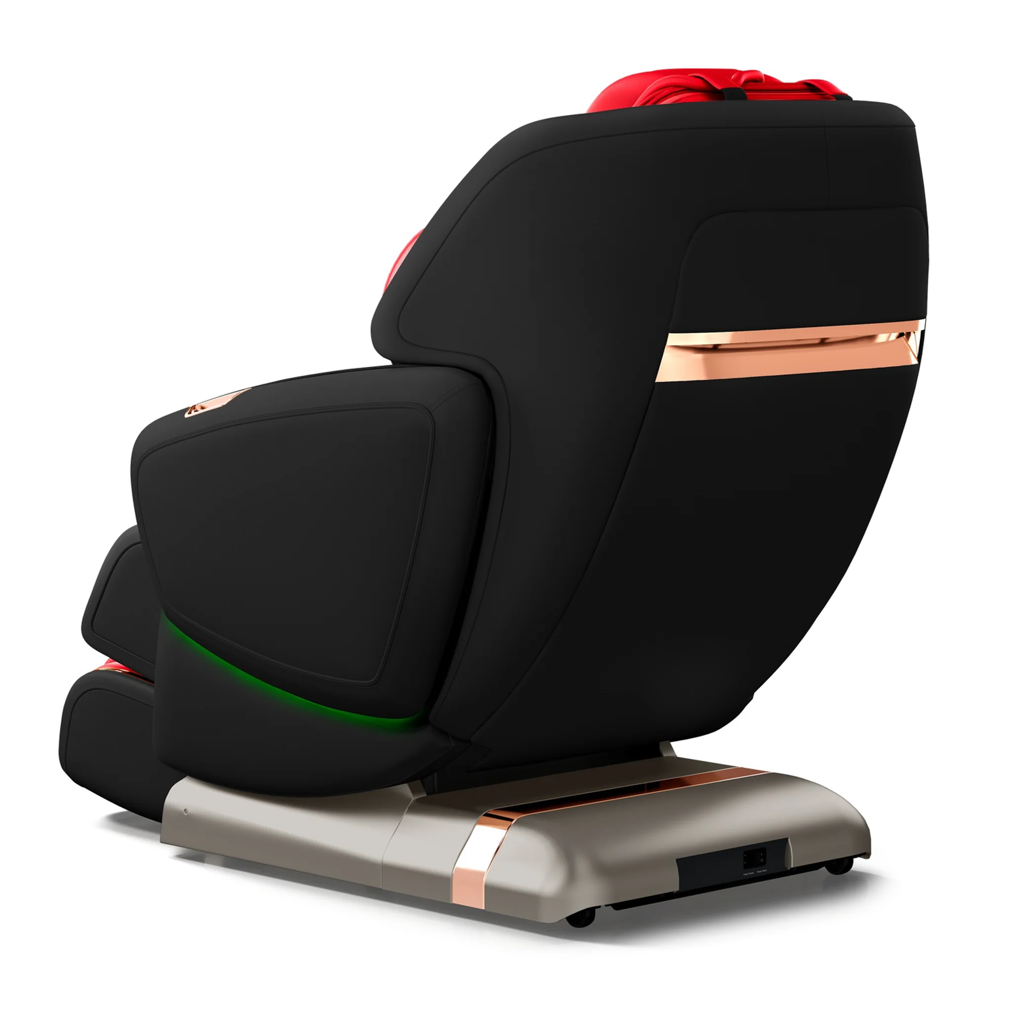 OHCO M8 NEO LE Rosso Nero zero gravity full body 4D heated massage chair shown upright at a 315-degree angle.