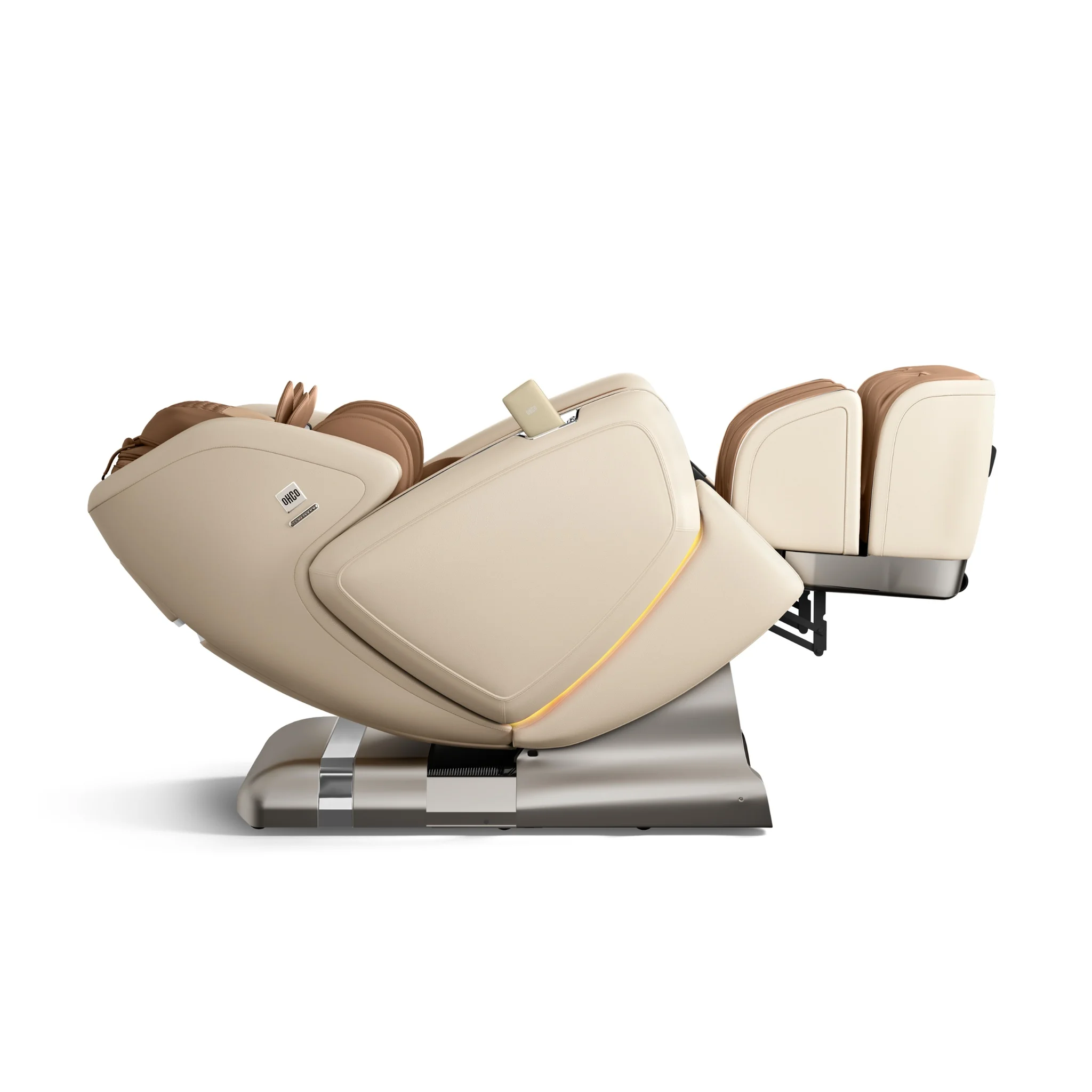 OHCO M8 NEO pearl zero gravity full body 4D heated massage chair shown from a 90-degree left profile view.