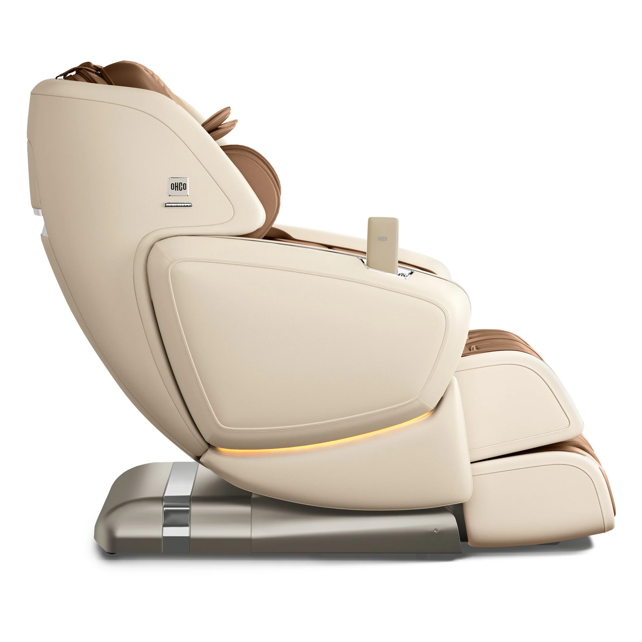 OHCO M8 NEO pearl zero gravity full body 4D heated massage chair shown from a left-side profile view.