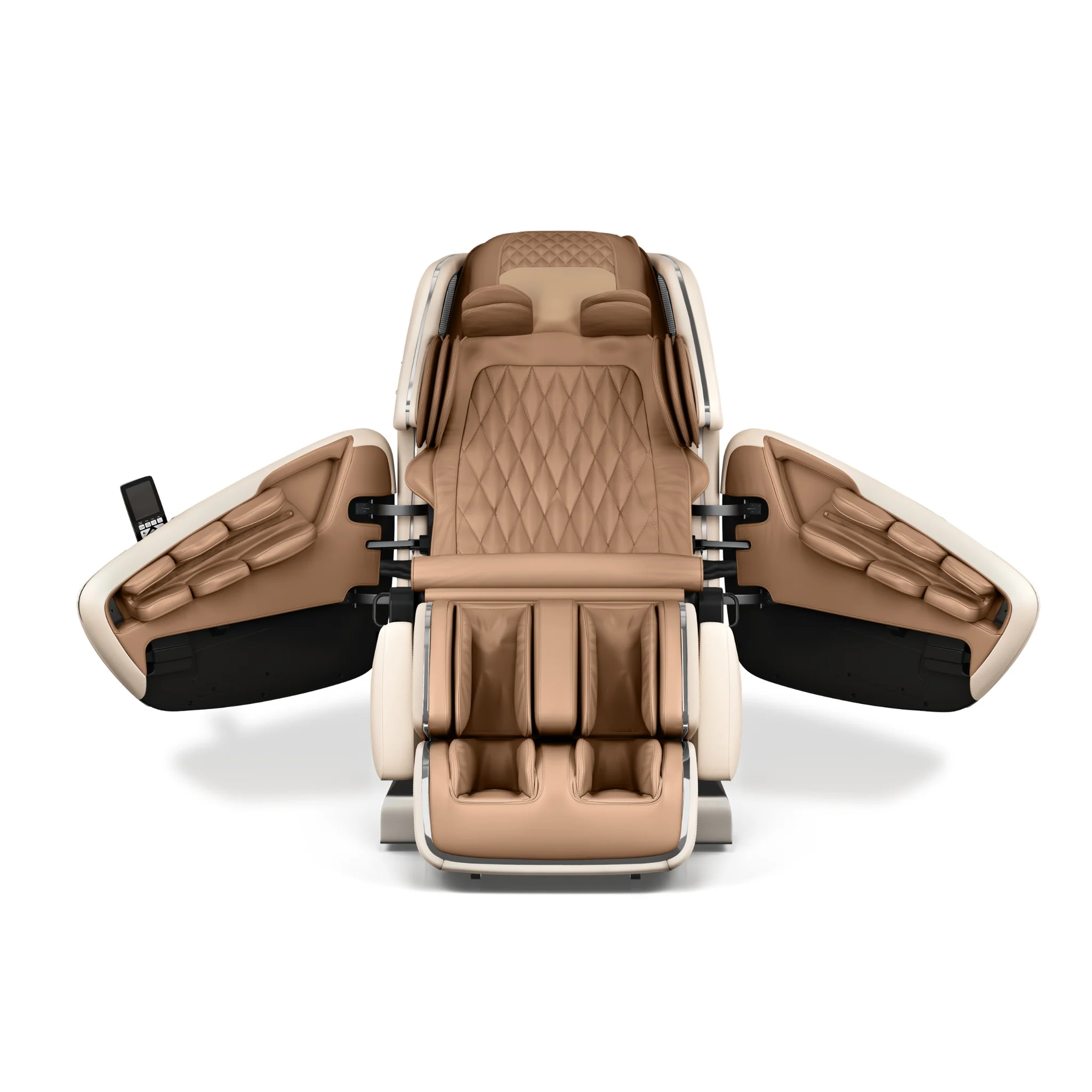 OHCO M8 NEO pearl zero gravity full body 4D heated massage chair shown upright in a straight-on front view.