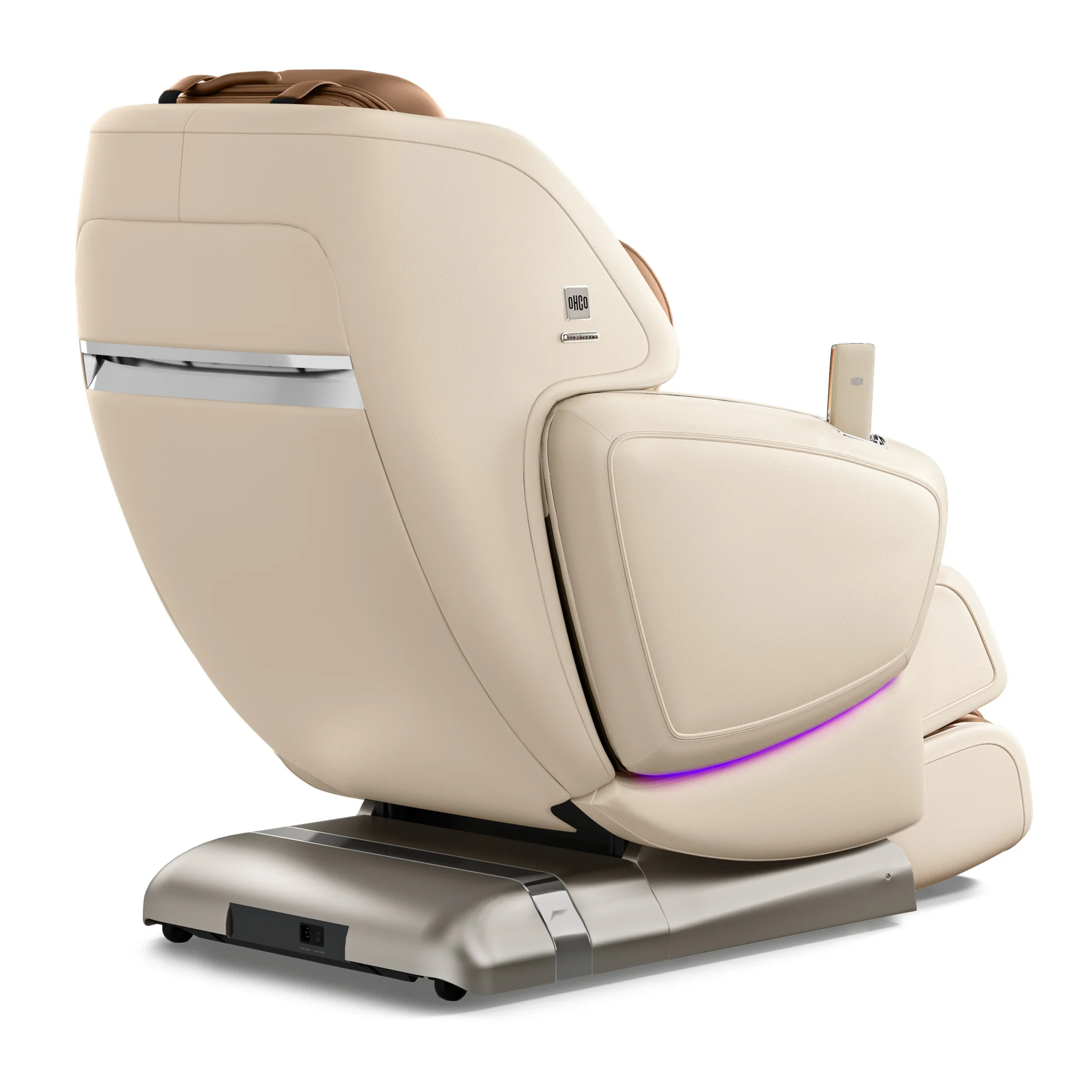 OHCO M8 NEO pearl zero gravity full body 4D heated massage chair shown upright at a 135-degree angle.