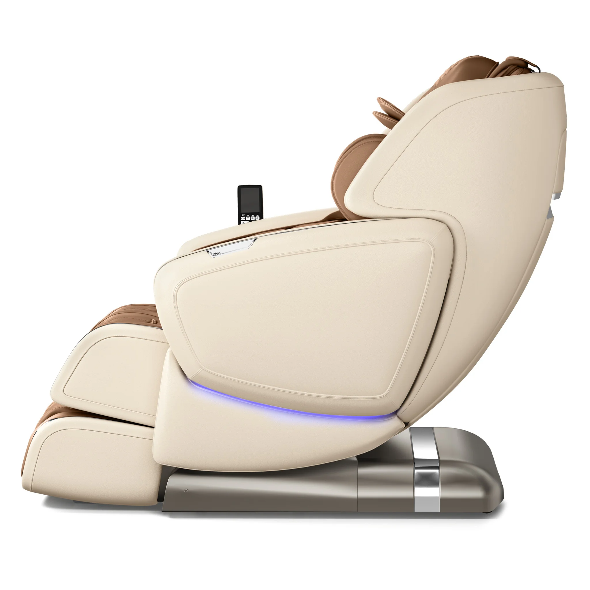 OHCO M8 NEO pearl zero gravity full body 4D heated massage chair shown upright from a 270-degree right-side profile.