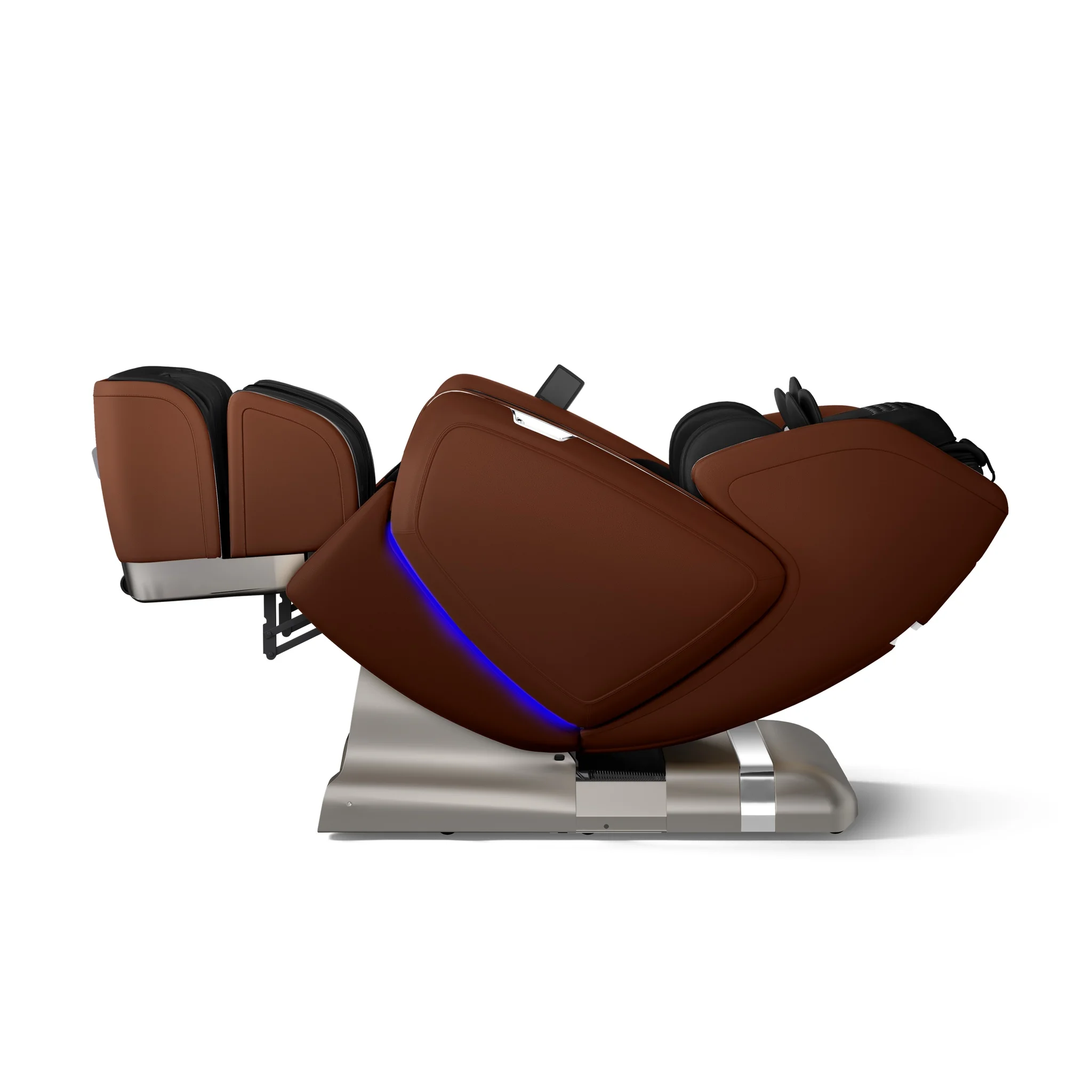OHCO M8 NEO walnut zero gravity full body 4D heated massage chair shown from a 270-degree right-side profile view.