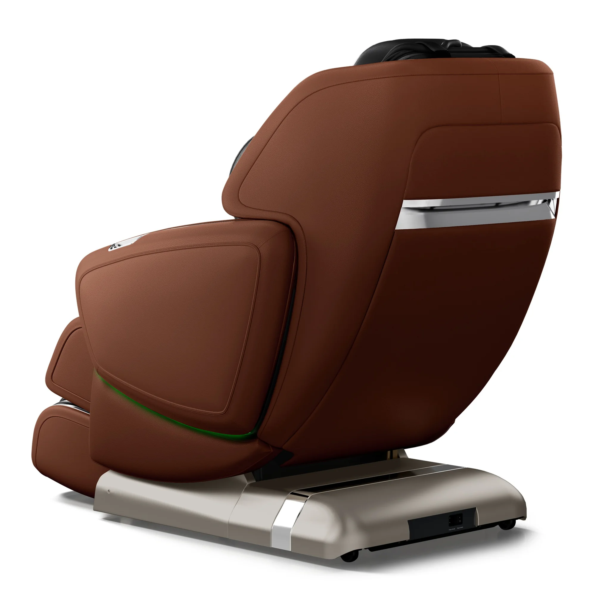 OHCO M8 NEO walnut zero gravity full body 4D heated massage chair shown upright at a 315-degree angle.