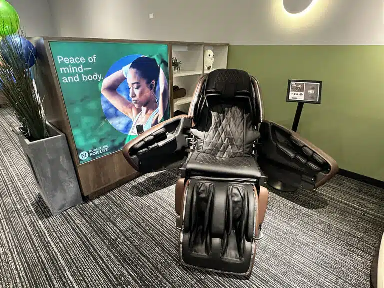 A massage chair at the Furniture For Life store in Denver, Colorado.