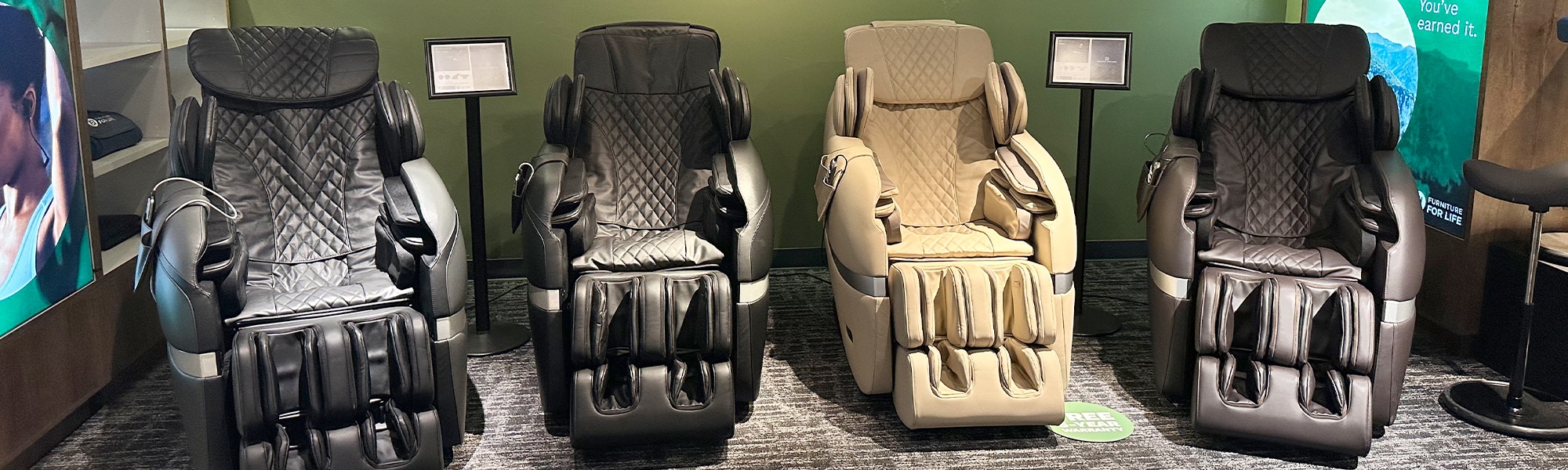 massage chairs in showroom