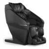Panasonic MAN1 black zero gravity full body 5D shiatsu massage chair shown upright at a 45-degree angled front-left view.