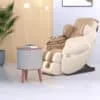 Scene Graph for Integrating Massage Chair with Drun Shape Table Speaker Sonic Side Table with a built-in speaker beside a massage chair, angled view.
