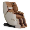 Positive Posture Solara butterscotch zero gravity full body heated massage chair shown upright at an angled front-right view.