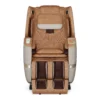 Positive Posture Solara butterscotch zero gravity full body heated massage chair shown upright in a front view.