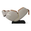 Positive Posture Solara butterscotch zero gravity full body heated massage chair shown upright from the left side.