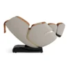 Positive Posture Solara butterscotch zero gravity full body heated massage chair shown upright from the right side.