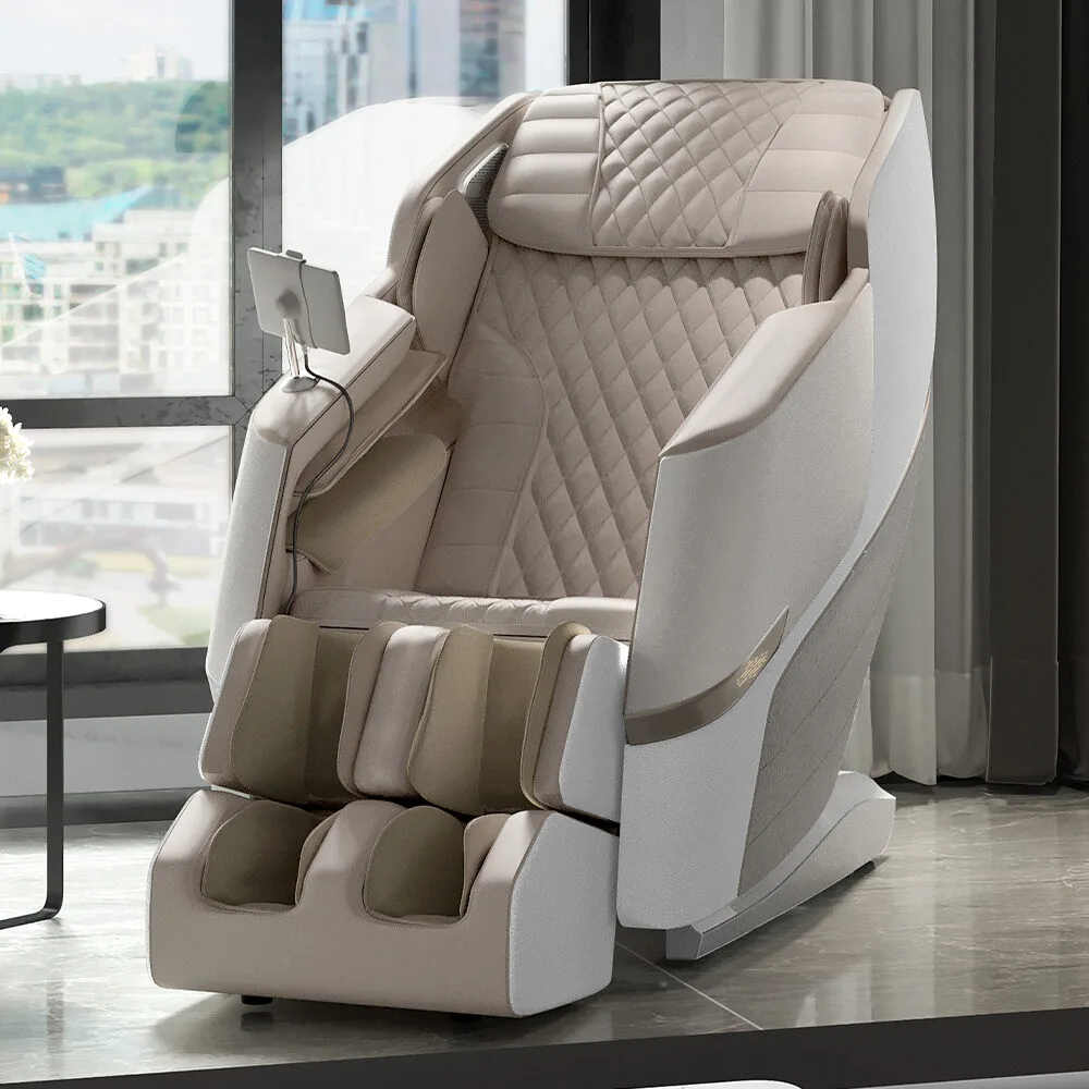DualTech 4D Dual Mechanism Massage Chair linen side profile view