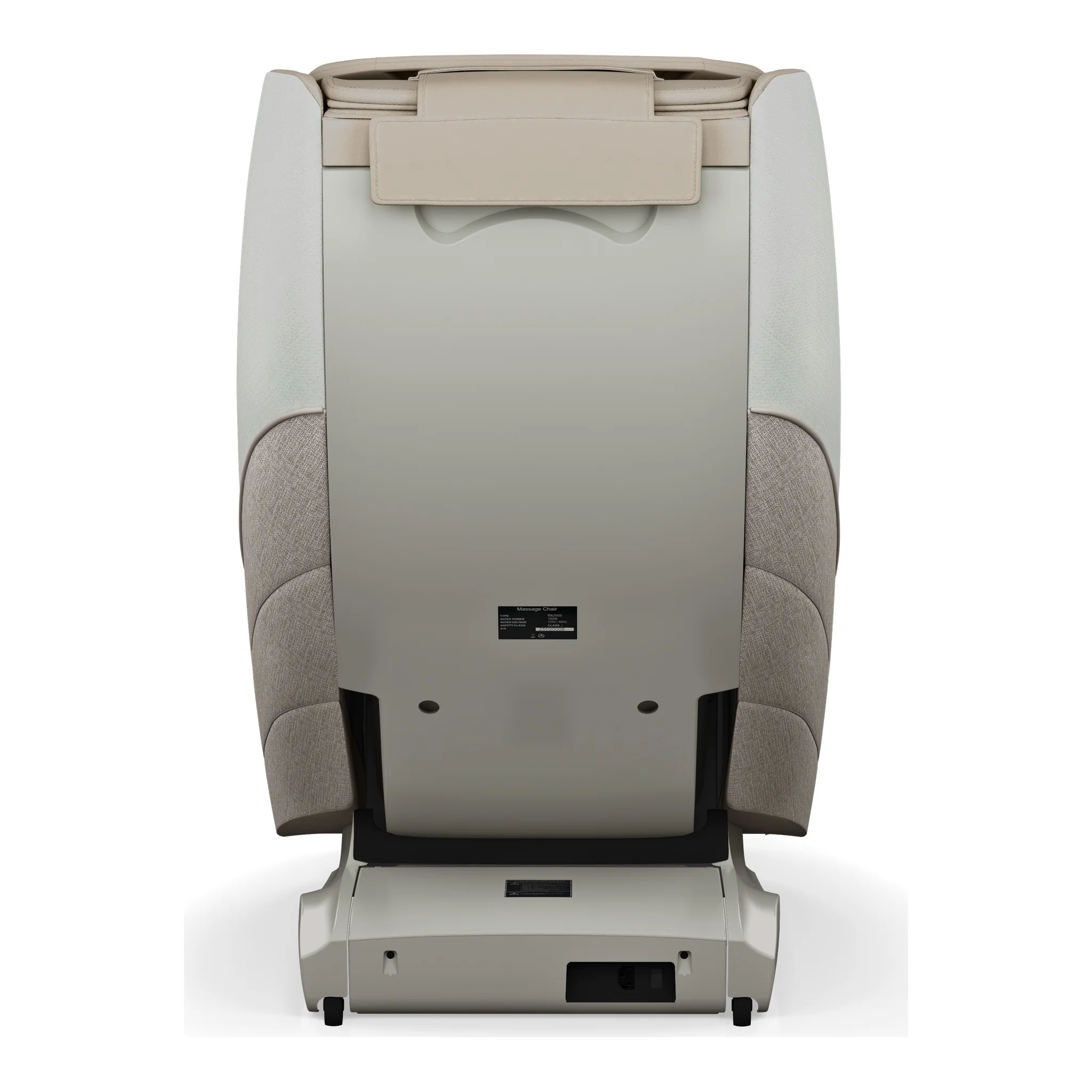 Positive Posture DualTech linen ZERO GRAVITY full body 4D massage chair shown from a 180-degree back view.