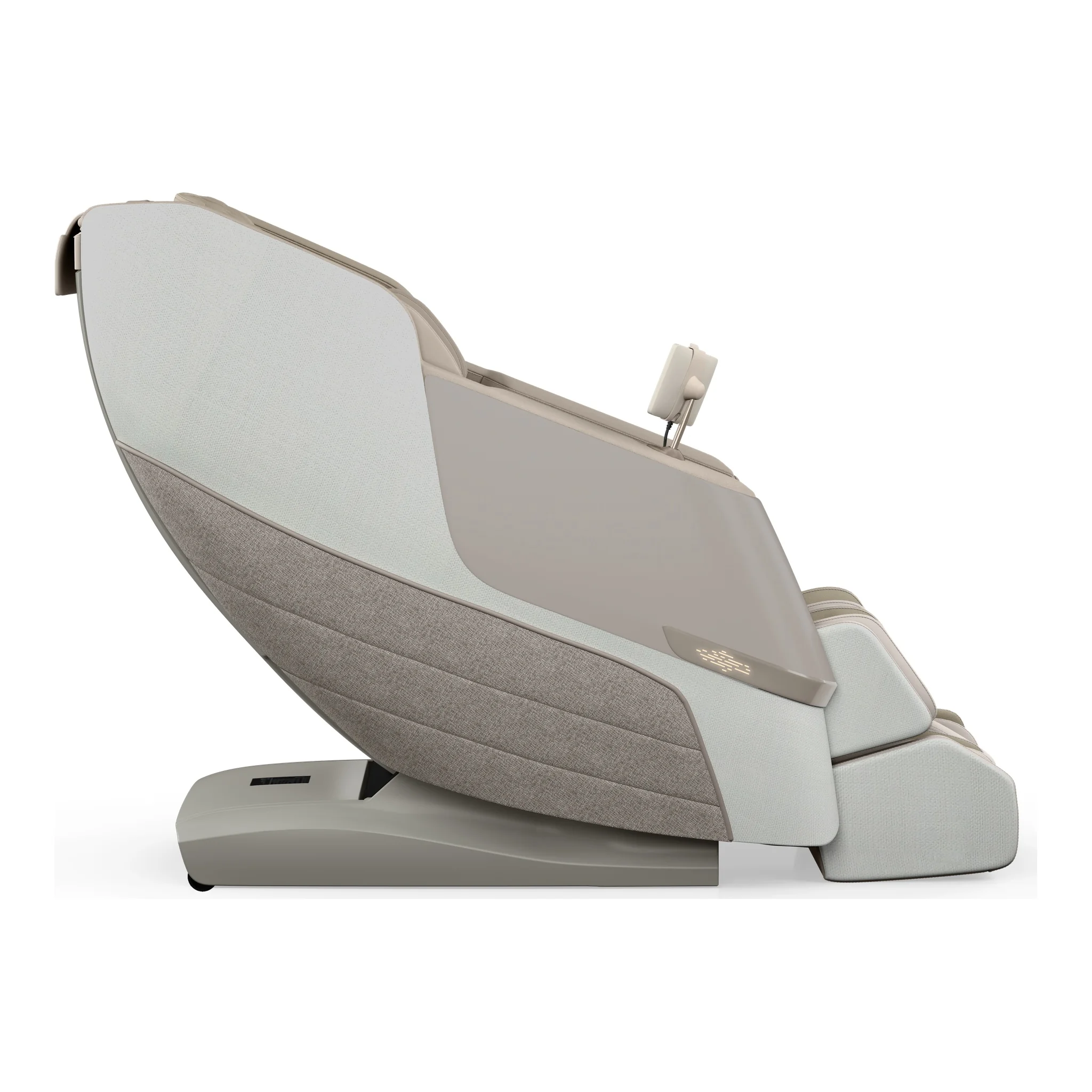 Positive Posture DualTech linen ZERO GRAVITY full body 4D massage chair shown from a 270-degree side profile.