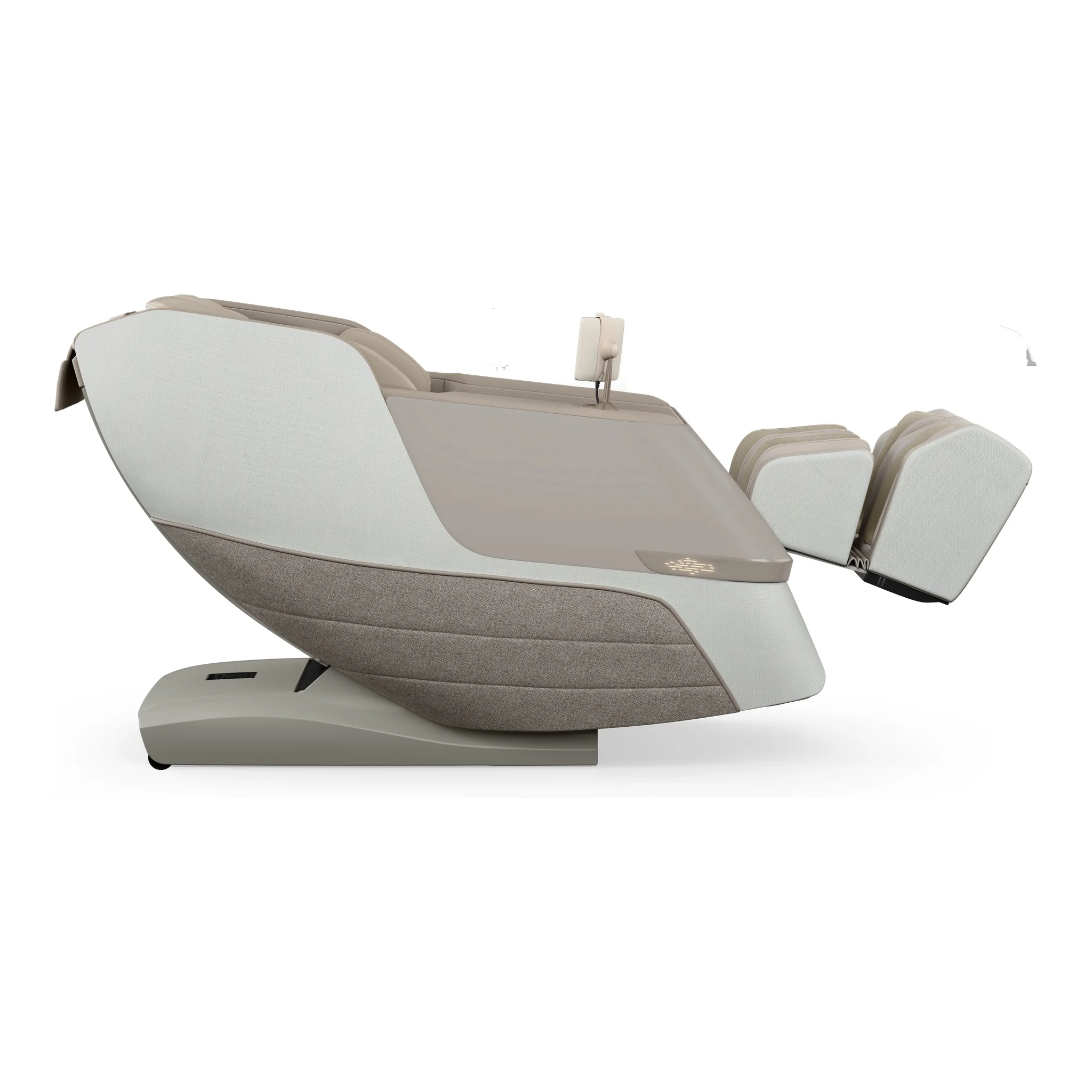 Positive Posture DualTech linen ZERO GRAVITY full body 4D massage chair shown from a 270-degree side profile (version 3).