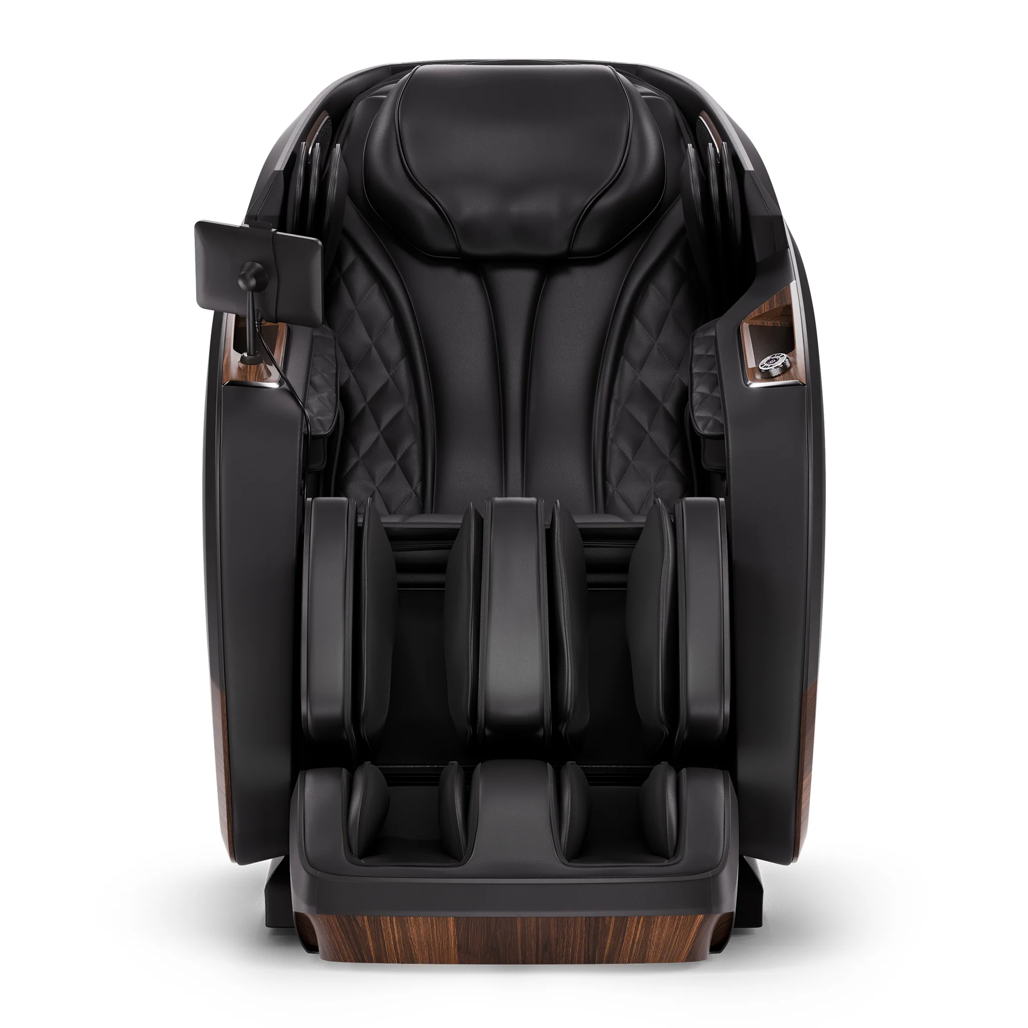 Positive Posture DualTech Pro AI charcoal ZERO GRAVITY full body 4D massage chair shown upright in a straight-on front view.