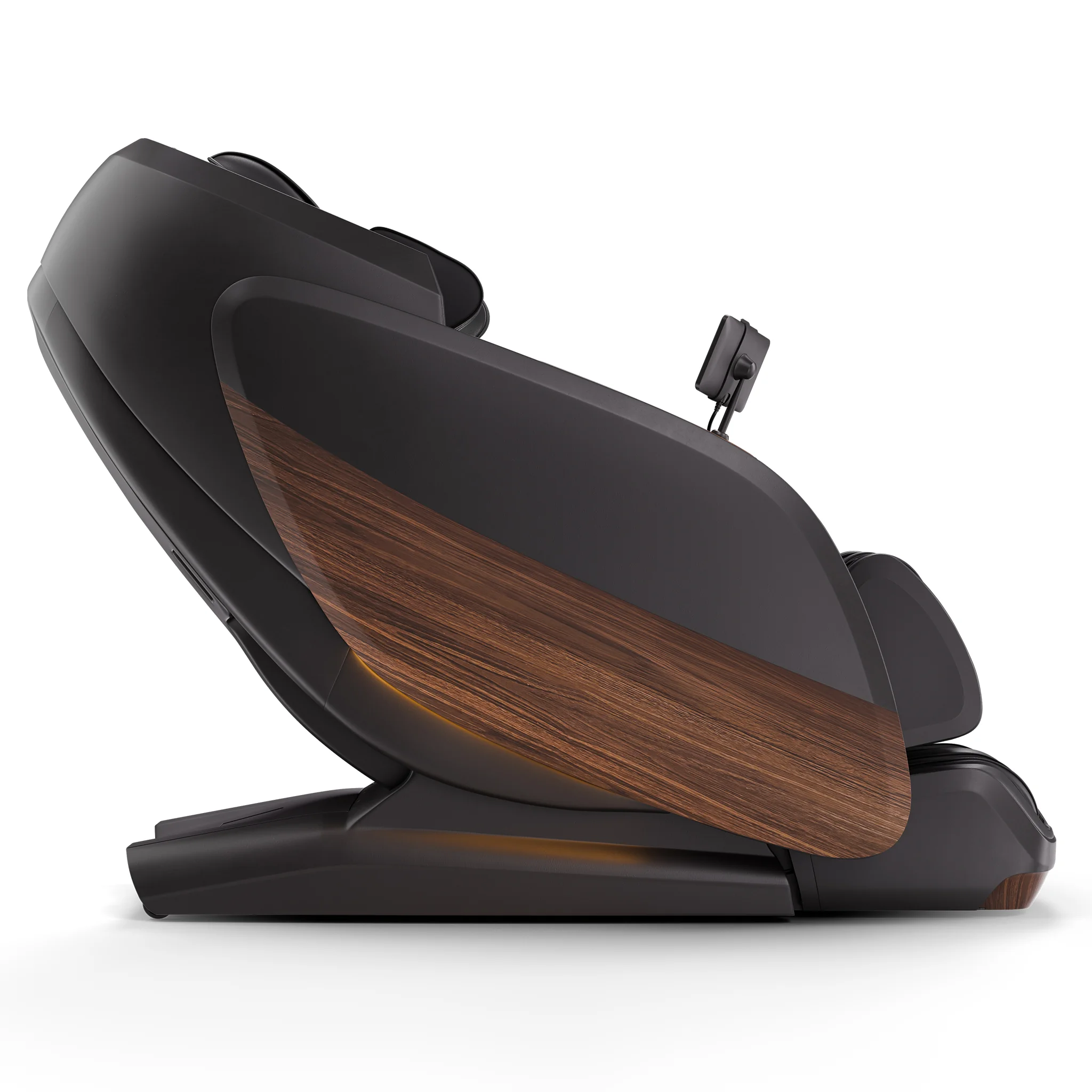 Positive Posture DualTech Pro AI charcoal ZERO GRAVITY full body 4D massage chair shown upright from a 270-degree side profile view.