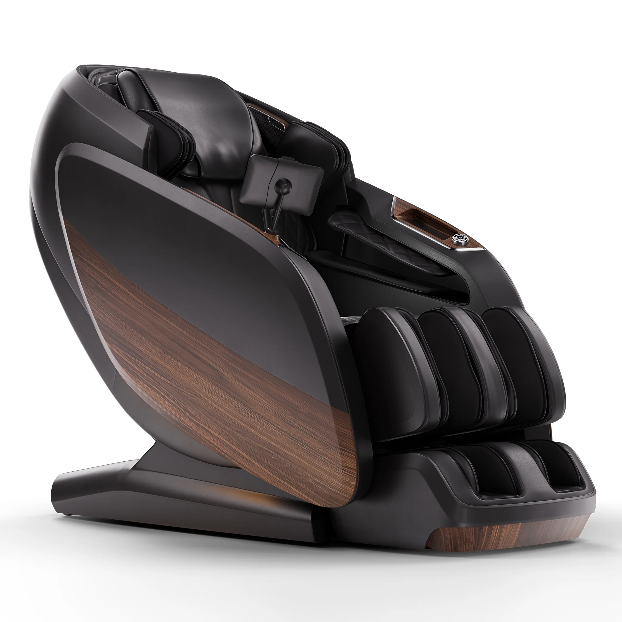 Positive Posture DualTech Pro AI charcoal ZERO GRAVITY full body 4D massage chair shown upright at a 315-degree angled front view.