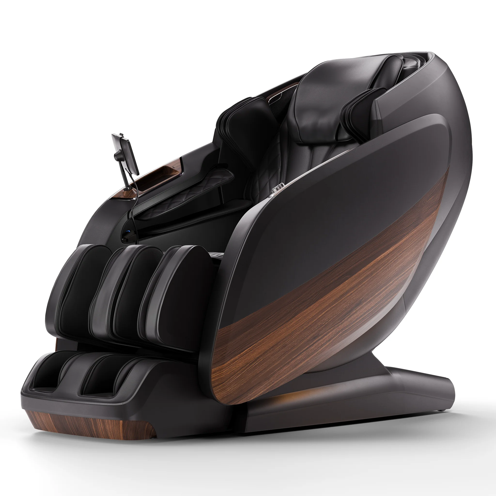 Positive Posture DualTech Pro AI charcoal ZERO GRAVITY full body 4D massage chair shown upright at a 45-degree angled front view.