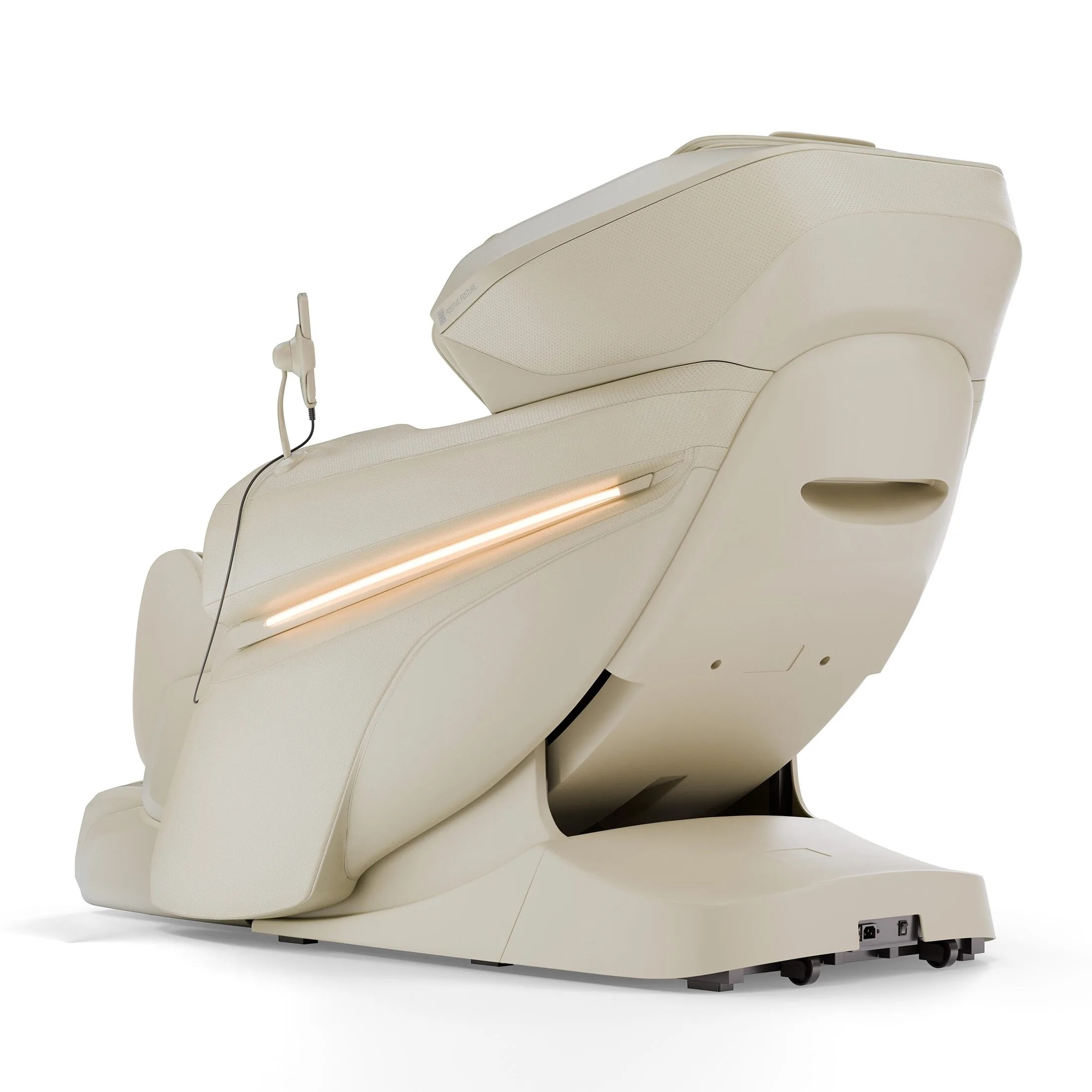 positive-posture-corewave-ivory-upright-225-angled-back Positive Posture CoreWave 4D Dual Mechanism Massage Chair ivory shown upright