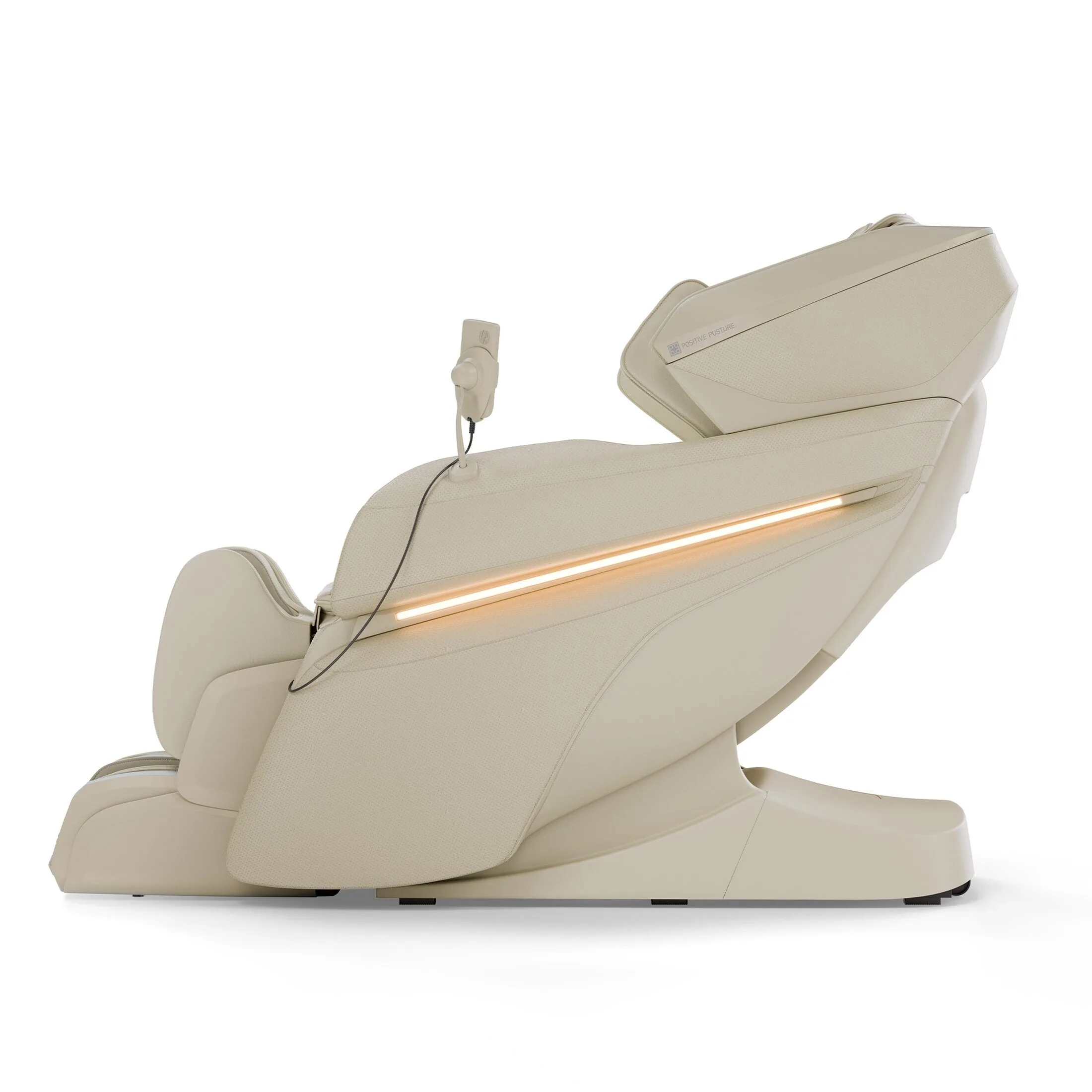 positive-posture-corewave-ivory-upright-270-profile Positive Posture CoreWave 4D Dual Mechanism Massage Chair ivory shown upright