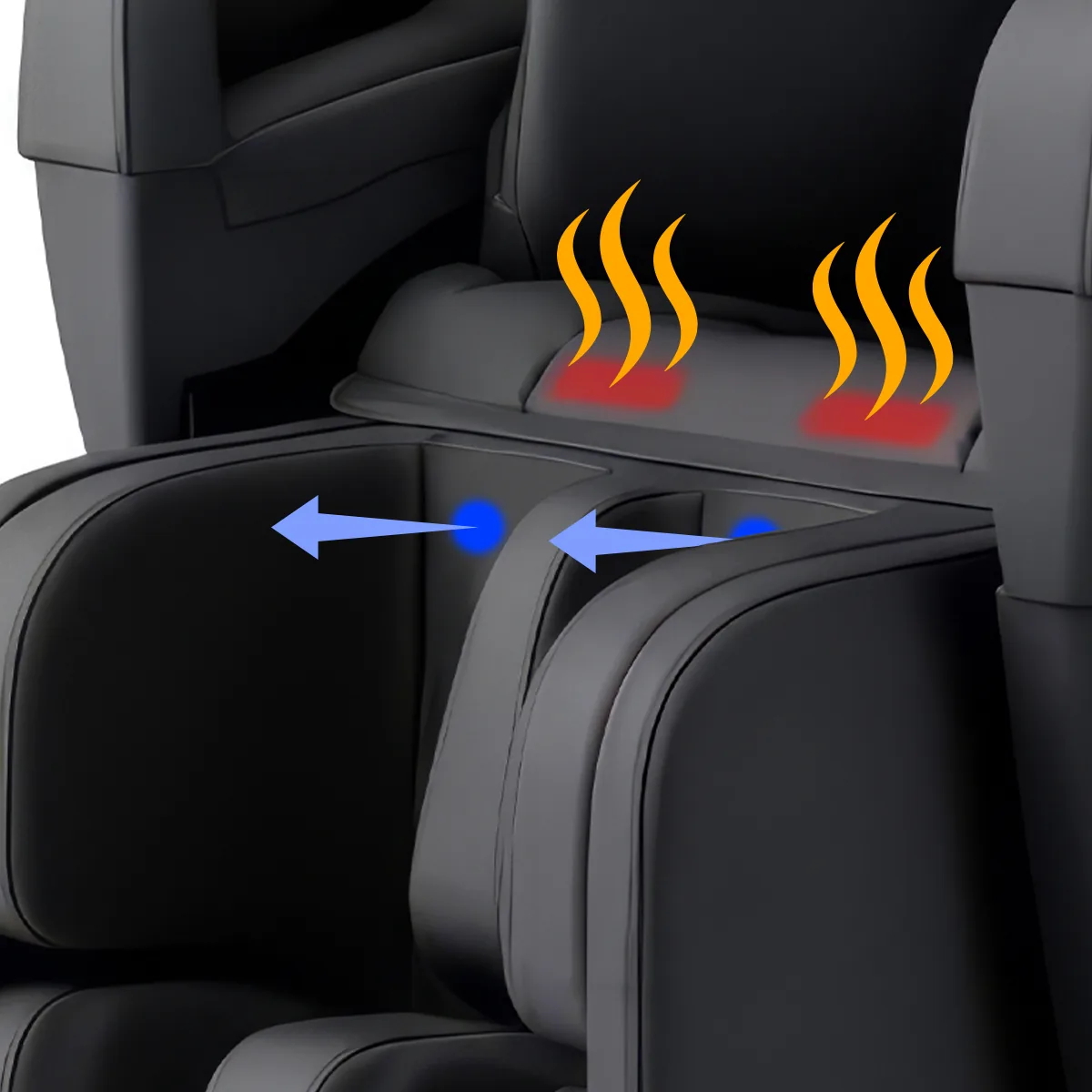 Panasonic MAN2 massage chair feature: Proprietary Thermal Knee Massage + Posterior Calf Acupressure.